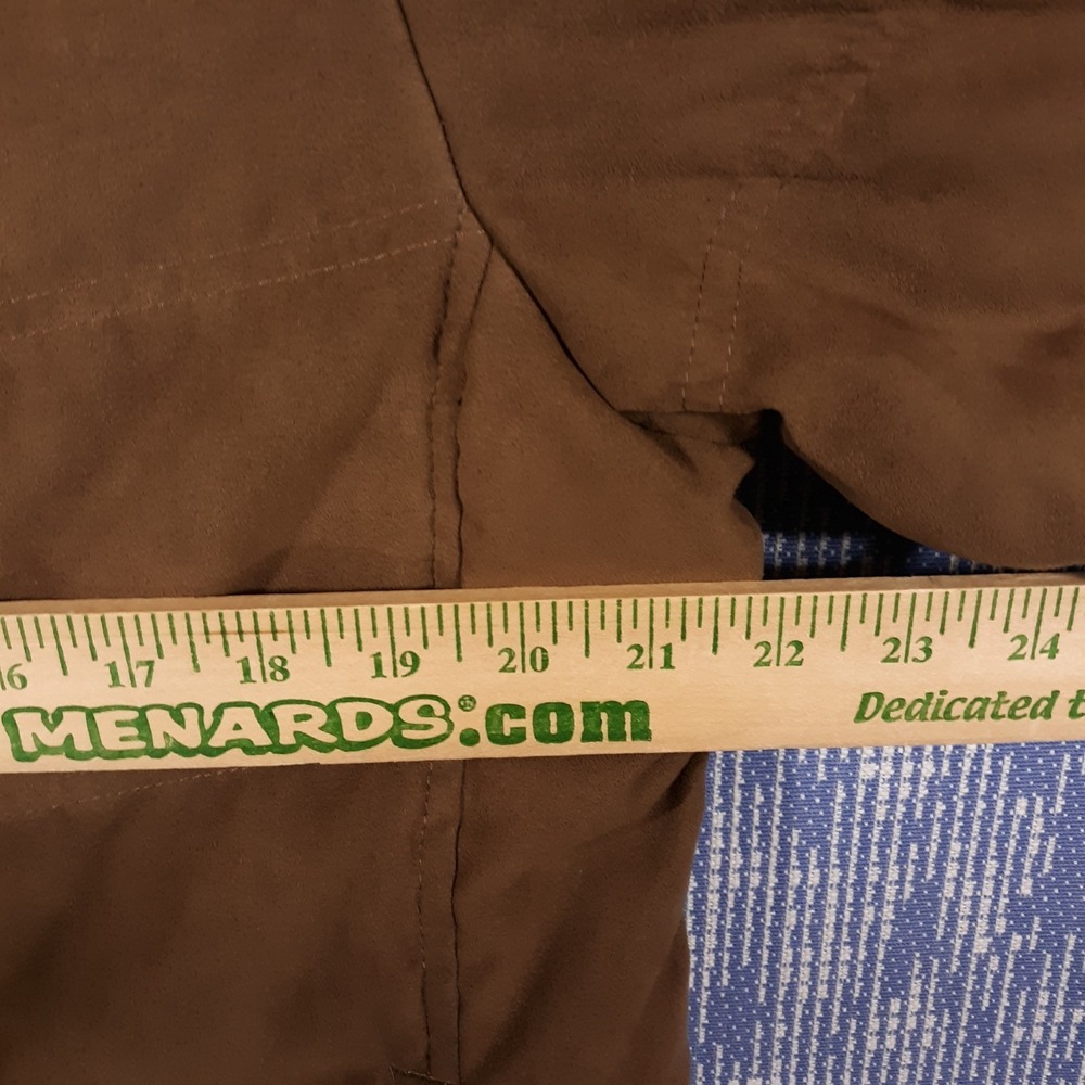 L.L. Bean Puffer Coat Jacket Womens Large Petite Goose Down Faux Fur Trim Brown - Picture 7 of 13